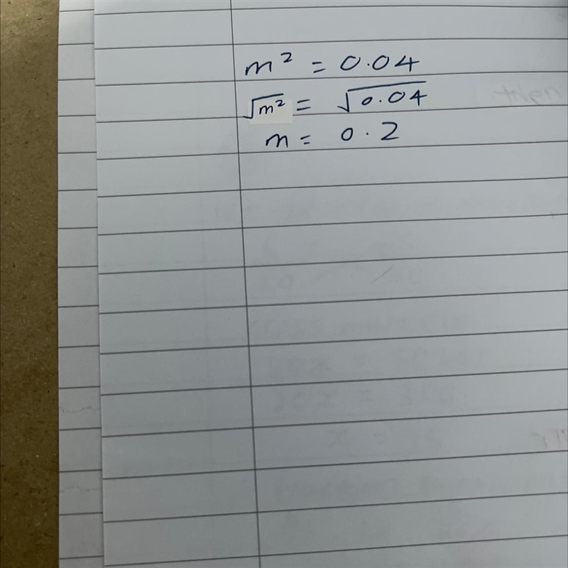 Solve m² = 0.04. m=?-example-1