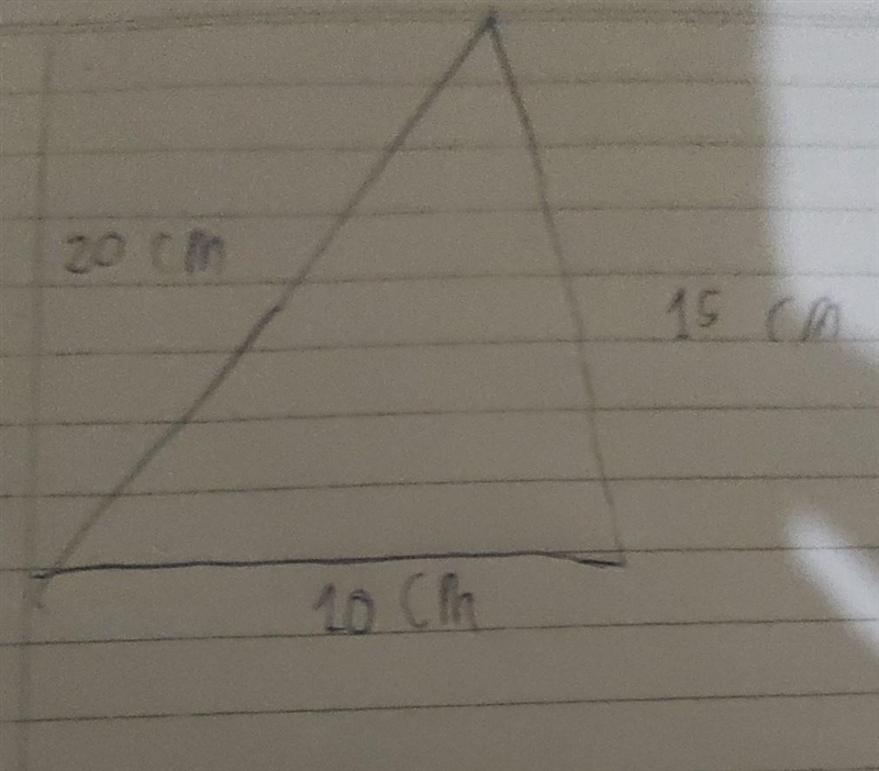 Is it possible to have a triangle with side lengths of 10cm 15cm and 20cm-example-1