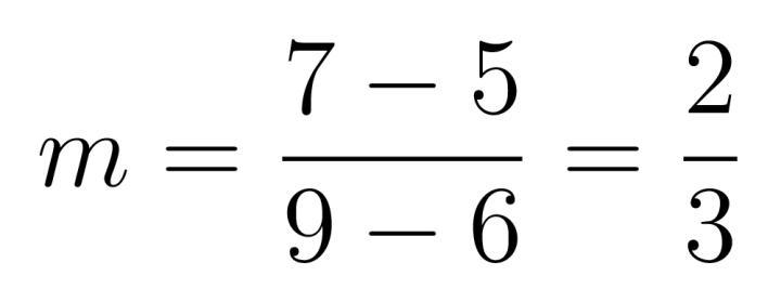 Slope of the line that passes through a(9,7) and b(6,5)-example-1