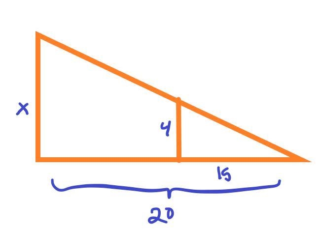 a tree with a height of 4m casts a shadow 15 m long on the ground. How high is another-example-1