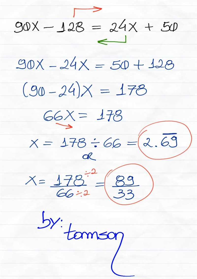 90x - 128 = 24x + 50-example-1