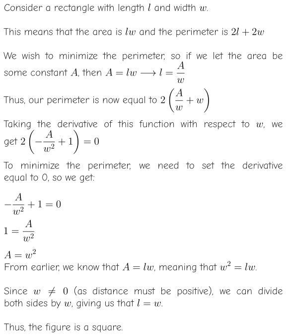 Show that among all rectangles with area a the square has the minimum perimeter-example-1