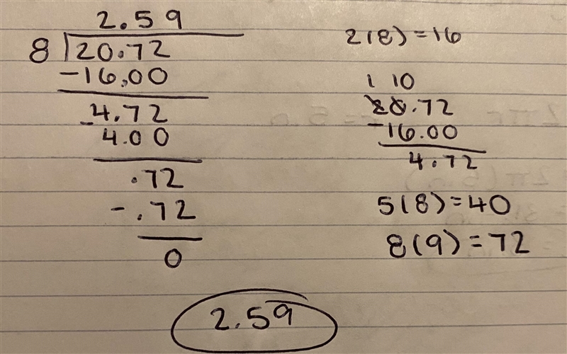 What is 20.72 divided by 8 with work shown-example-1