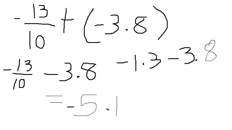 What is -1 3/10 + (-3.8)? show your work-example-1