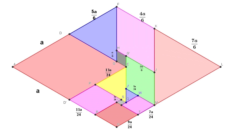 The rhombus shown below has been dissected into smaller rhombuses and equilateral-example-2