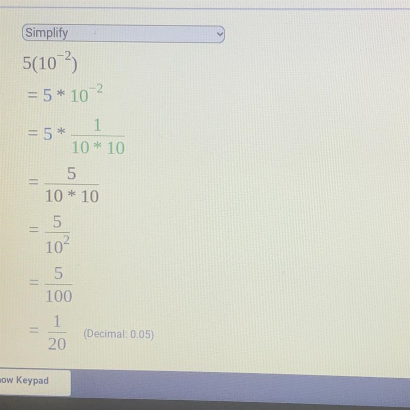 Write the expression of the simplified fraction. 5 * 10^-2-example-1