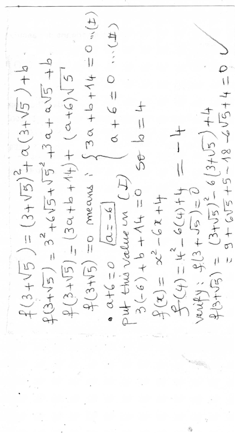 let F(x) = x^2 + ax + b when a and b are integers, if F(3+root5) = 0 then what is-example-1