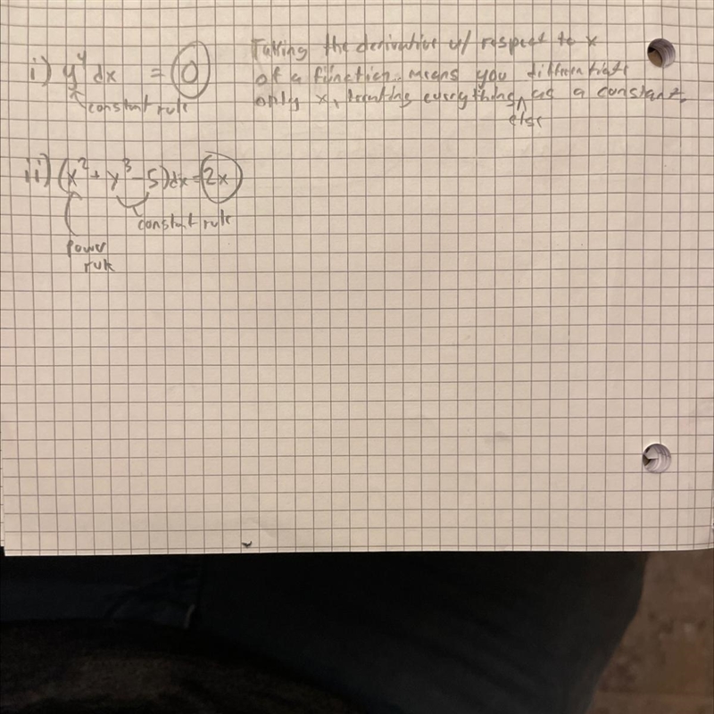 1) Differentiate each of the following with respect to x. (i) y^4 (ii) x² + y³-5-example-1