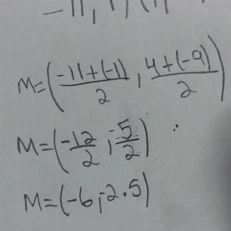 50. Given GH with endpoints (-11.4) and H-1.-9), what are the coordinates of the midpoint-example-1