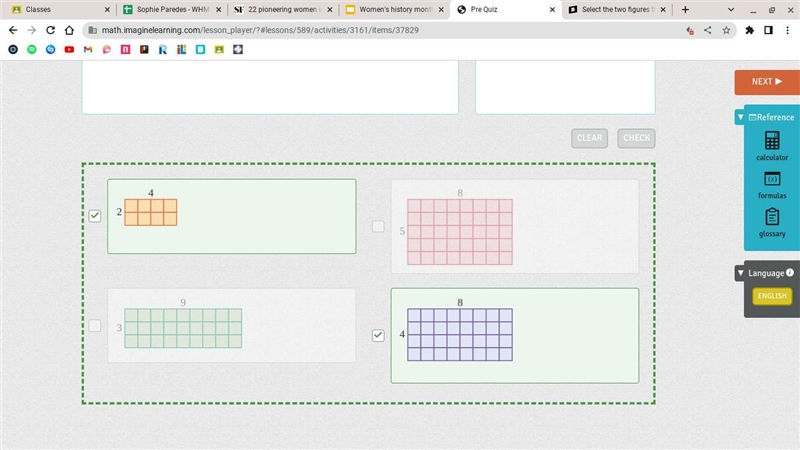 Select the two figures that are similar to the 5 by 10 figure that is shown.​-example-1