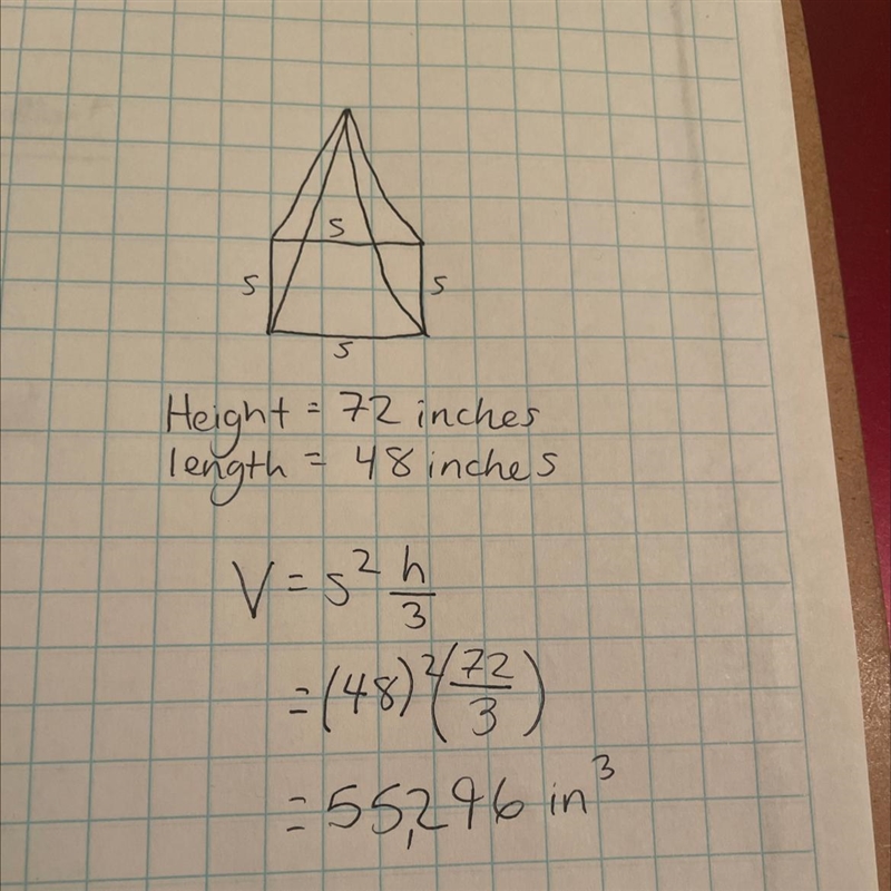 Becca's new tent is in the shape of a pyramid with a square base. When the tent is-example-1