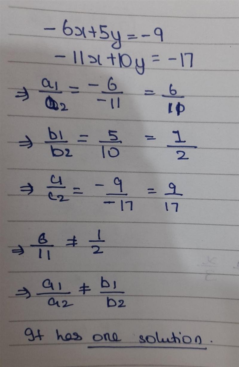 Determine if the following system of equations has no solutions, infinitely many solutions-example-1