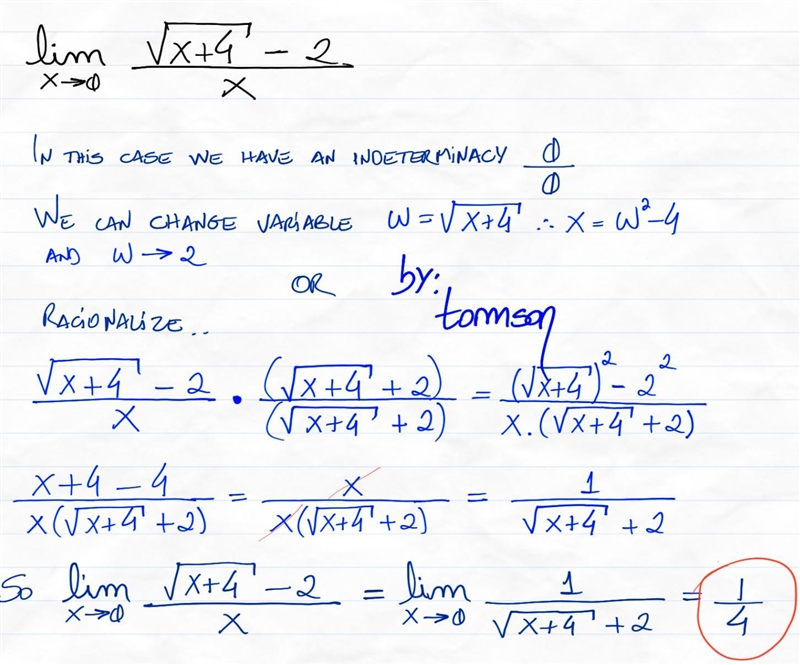 Lim x-> 0 sqrt x+4 -2 / x-example-1