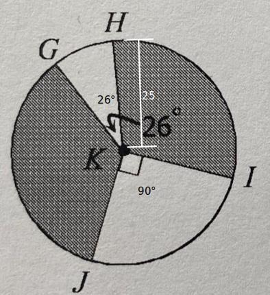 Find Area of each shaded sector. Round to the hundredths place.-example-1