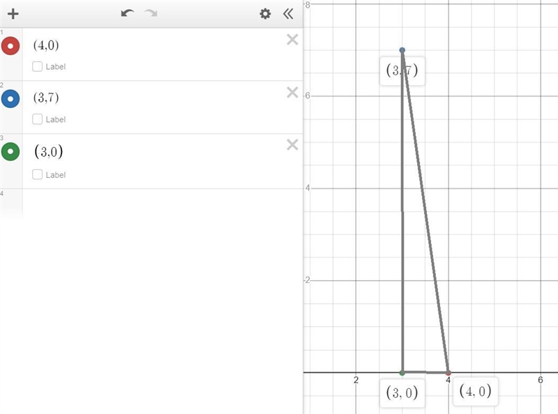 The points A(4, 0) and B(3, 7) are two vertices of right triangle ABC. The hypotenuse-example-1