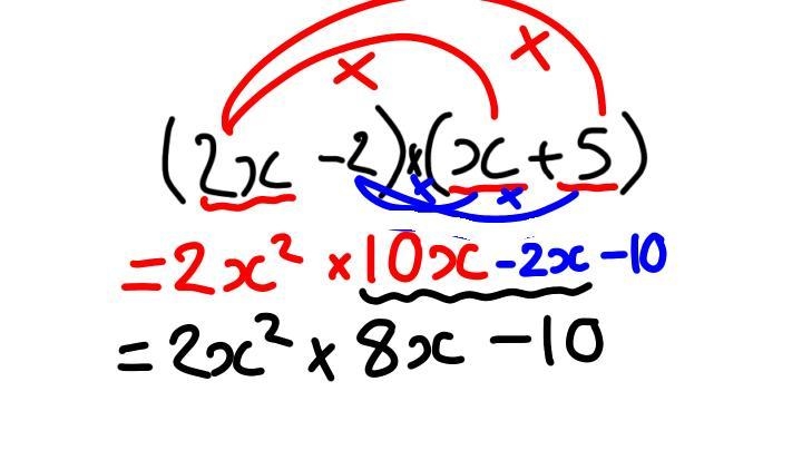 Which of the following expressions is equivalent to (2x-2)(x+5)-example-1