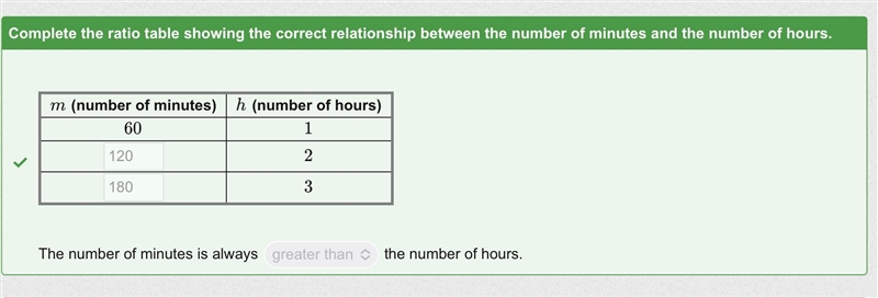 There are 60 seconds in 1 minute. Use the drop-down menus to help write the equation-example-1