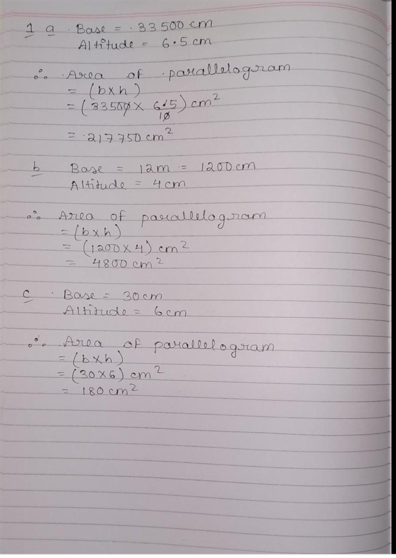 find the area of a parrellelogram whose base is of length 25 cm and the corresponding-example-1