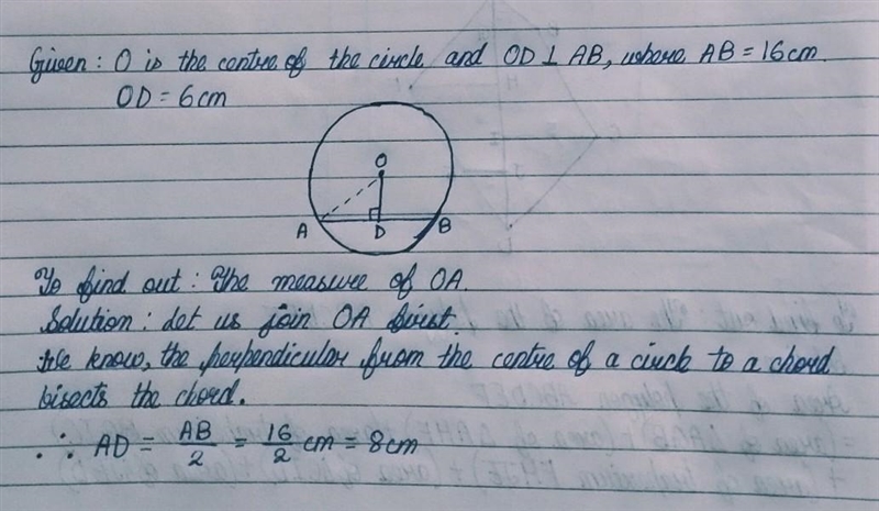 Ab=16cm then find the value of OA answer fast pls-example-1