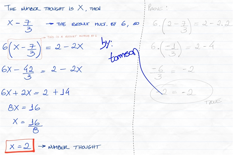 6. Seeta thinks a number and subtracts 7/3 from it. She multiplies the result by 6. The-example-1