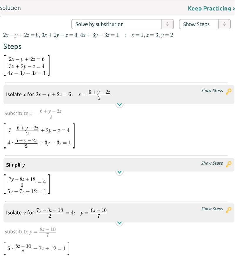 2x-y + 2z = 6 3x+2y-z = 4 4x + 3y - 3z = 1-example-2