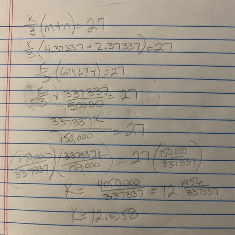 If m=4.37337... & n=2.37337... then find the value of "K" for which-example-1