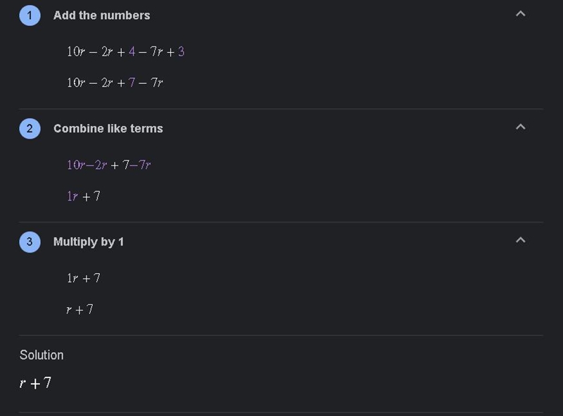 10r minus 2r plus 4 minus 7r plus 3-example-1