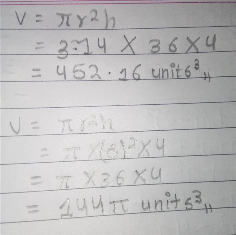 (30 points) Find the volume of the cylinder. Either enter an exact answer in terms-example-1