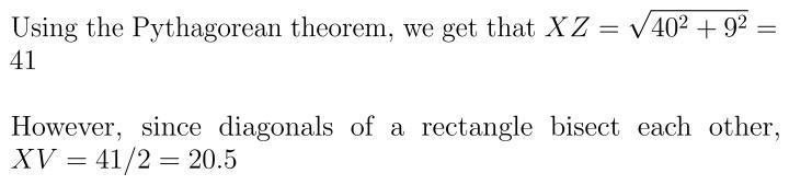 Find the length of XV for Rectangle WXYZ. PLEASE HELP!!!!-example-1