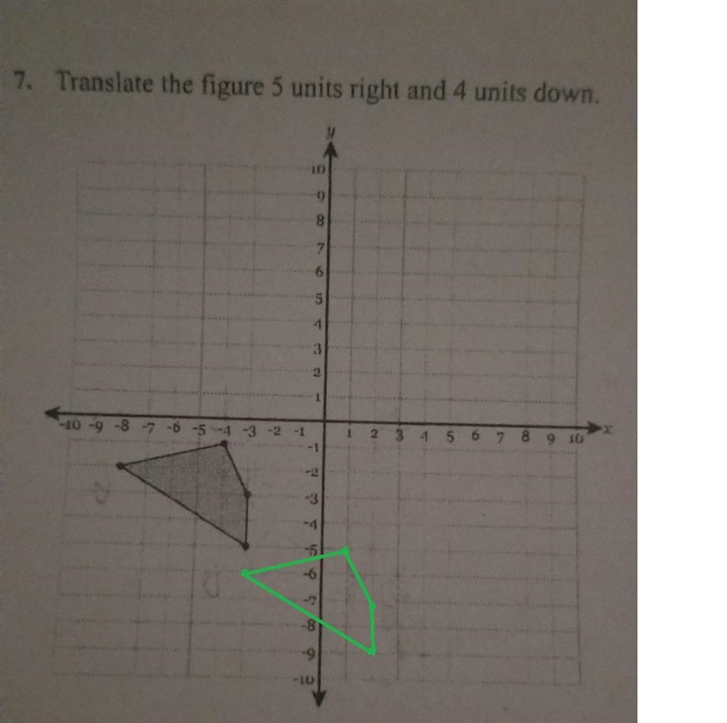 I NEED HELP ASAP!! translate the figure 5 units right and 4 units down​-example-1