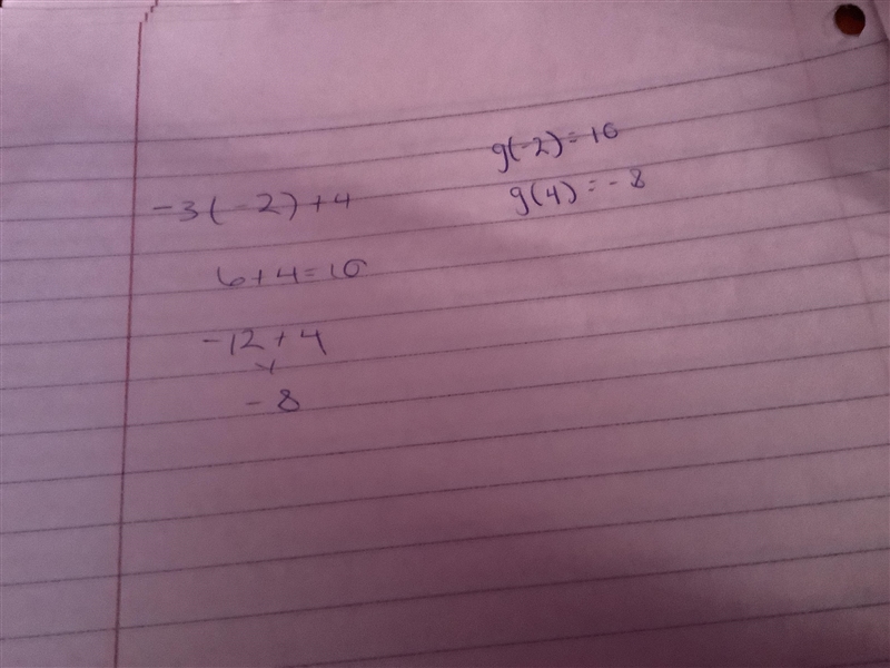 Given the function g(x) = -3x + 4 compare and contrast (see picture)-example-1