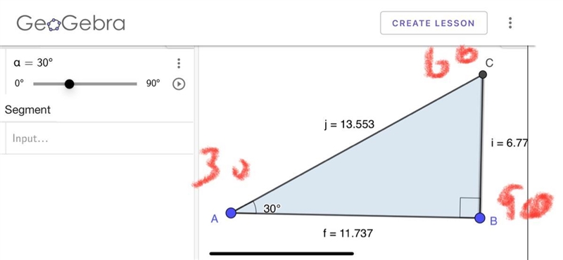 Write/Indicate the corresponding measures of 300- 600-900 right triangle.-example-1