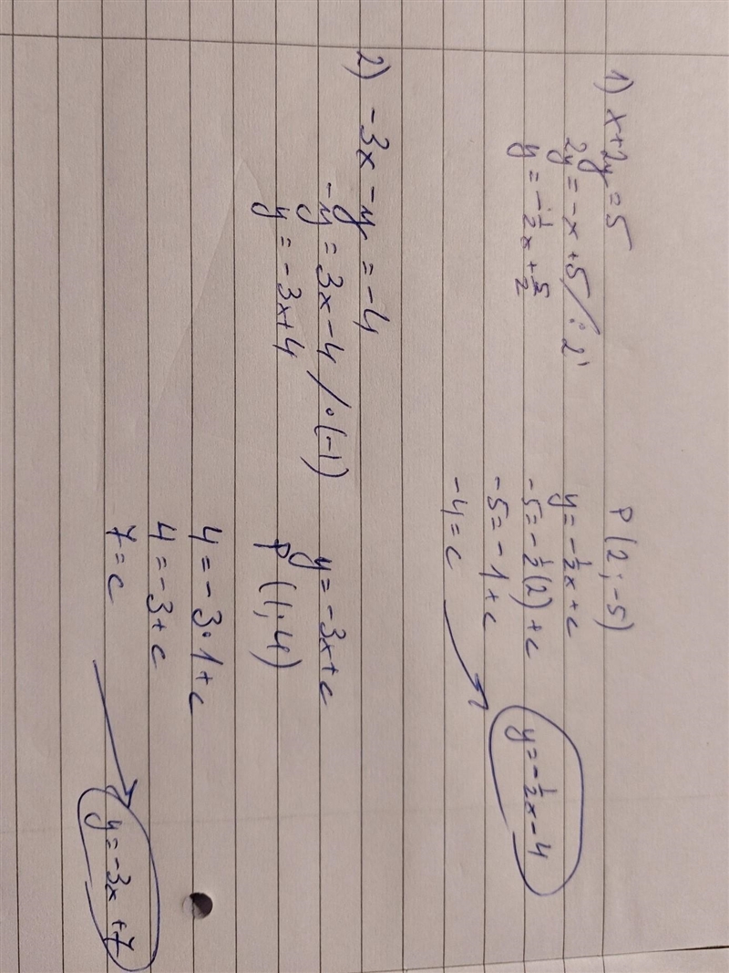 X + 2y = 5; P = (2,-5)-example-1