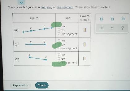 Classify each figure as a line, ray, or line segment. Then, show how to write it. (a-example-1