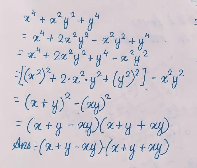 x {}^(4) + x {}^(2) y {}^(2) +y {}^(4) resolve the factors​-example-1