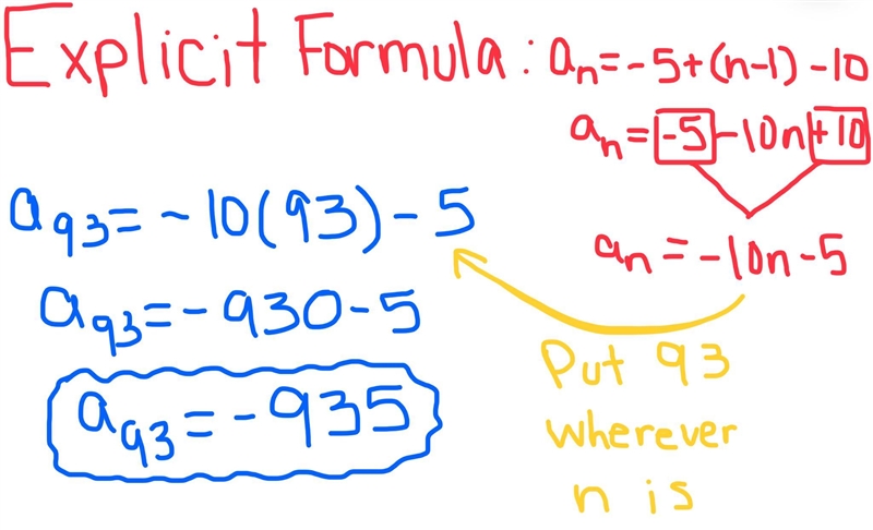 Find the 93rd term of the arithmetic sequence -5 , -15 , -25-example-1