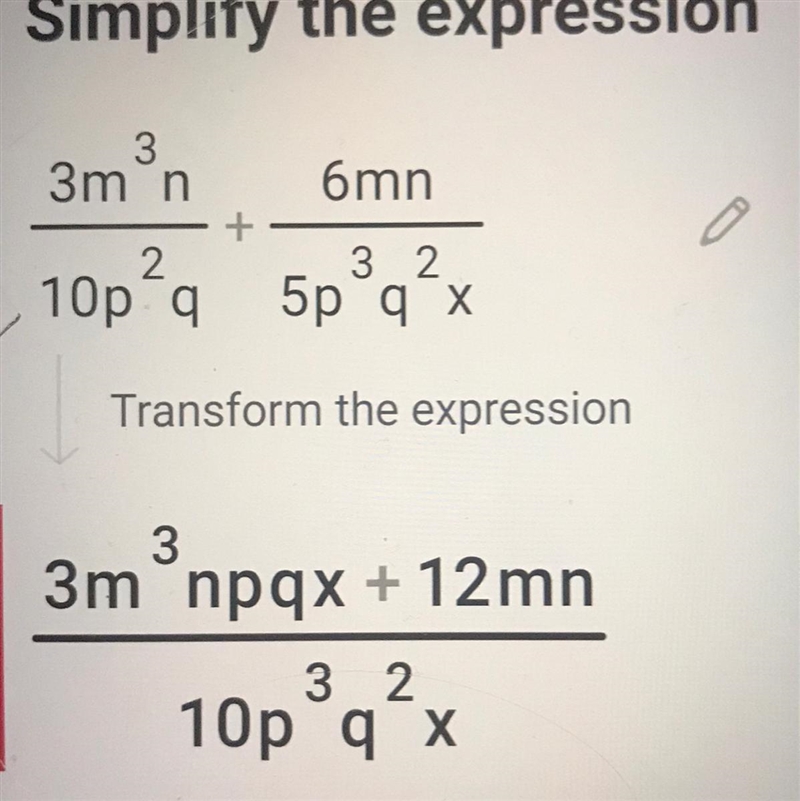 Simplify 3m³n / 10p²q + 6mn / 5p³q² × 4n³ / q ​-example-1