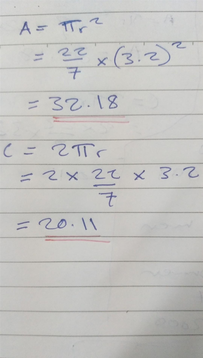 PLEASE HELP ME FIND THE AREA AND CIRCUMFERENCE-example-1