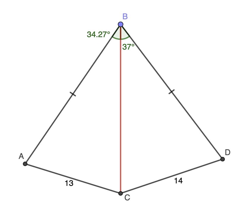 BA= BD AC=13 CD=14 ABC=(x+2)° CBD=37° [?]-example-1