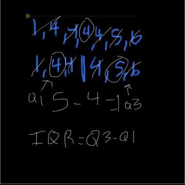 1, 4, 4, 4, 4, 6, 5 What is the IQR of the data? a)1 b)1. 53 c)2 d)5-example-1