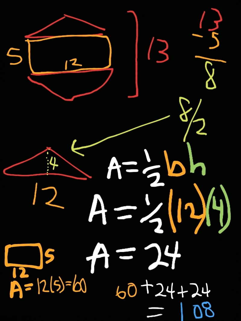 The hexagon is made from a rectangle and two identical triangles-example-1