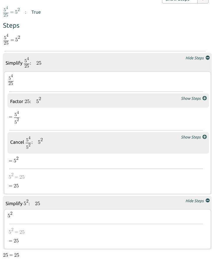 Simplify 5 to the fourth power, over 25 = 52-example-1