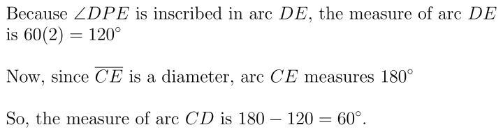 Please help!! Find the measure of the arc or angle indicated. A. 60° B. 90° C. 30°-example-1