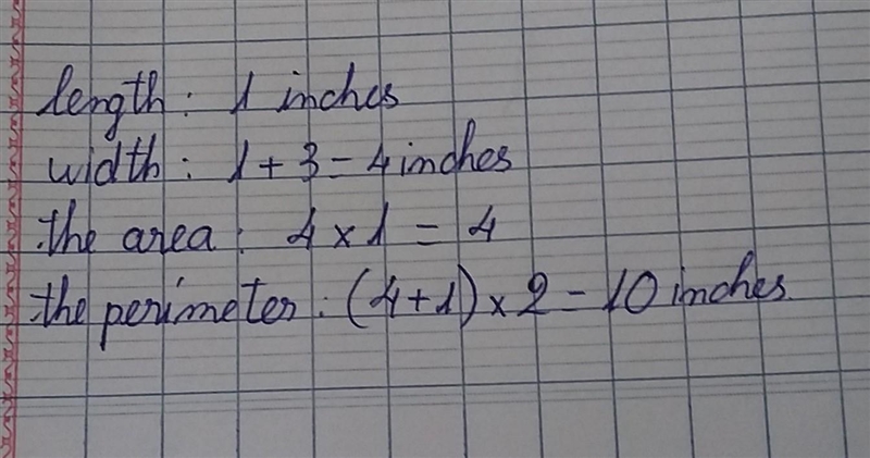 the length of a rectangle is a inches. the width is 3 inches longer then the length-example-1