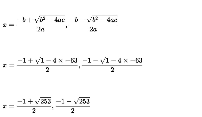 Solve by factoring X^2+x=63-example-1