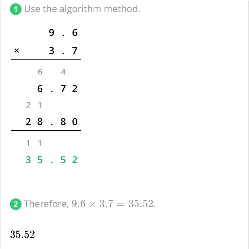 What is 9.6 x 3.7 I know it’s 35.52 but I need to learn step by step-example-1