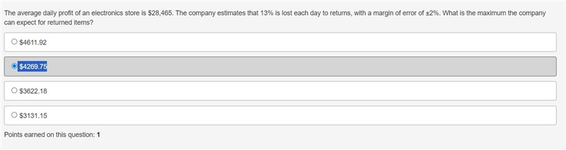 The average daily profit of an electronics store is $28,465. The company estimates-example-1