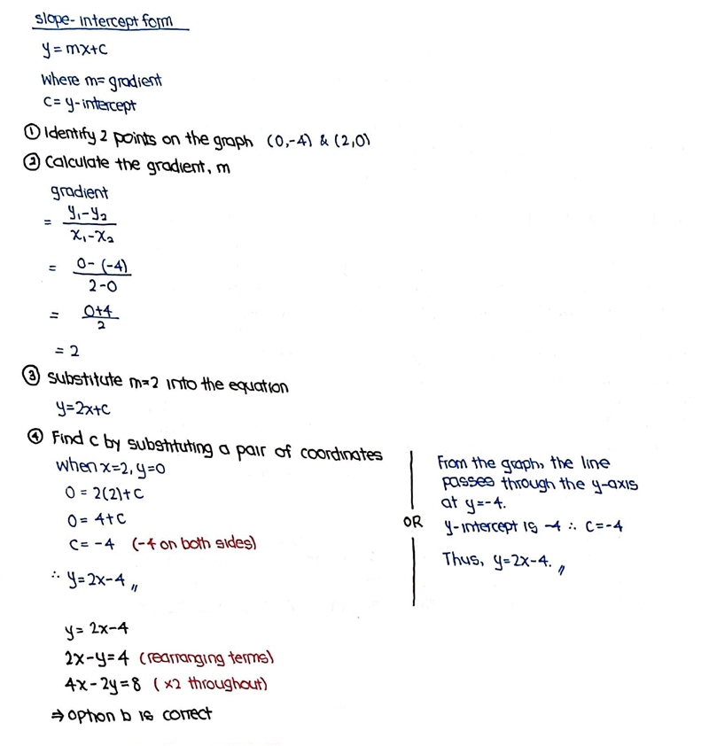 HELP FAST 15 POINTS a)4x+2y=8 b)4x-2y=8 c)2x+y=4 d)4x-2y=2-example-1