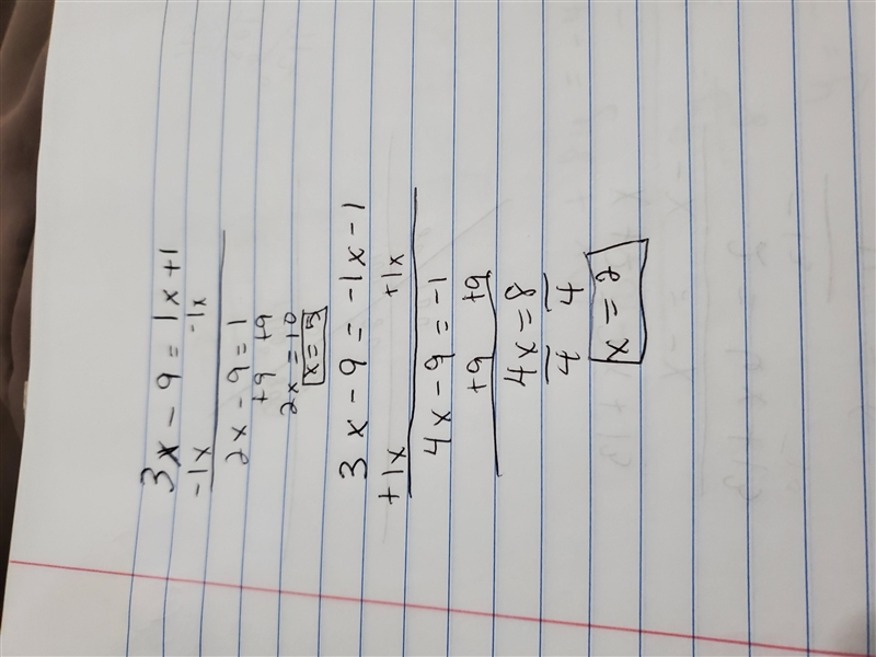 Find the absolute value equation How do i solve |3x-9|= 1x + 1-example-1