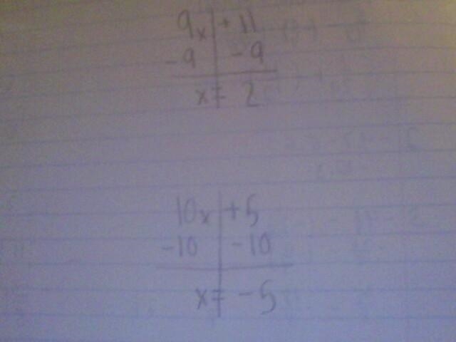 Solve for x 9x + 11 10x + 5-example-1